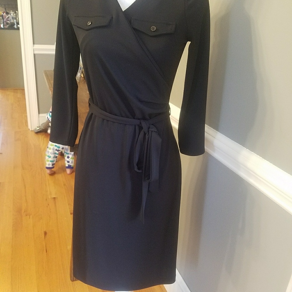 Black Dress Talbots XS Faux Wrap